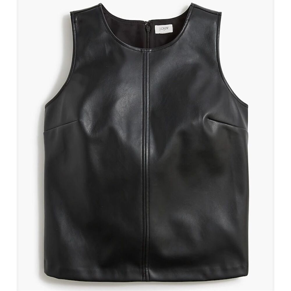 J.Crew black faux leather shell tank size xs